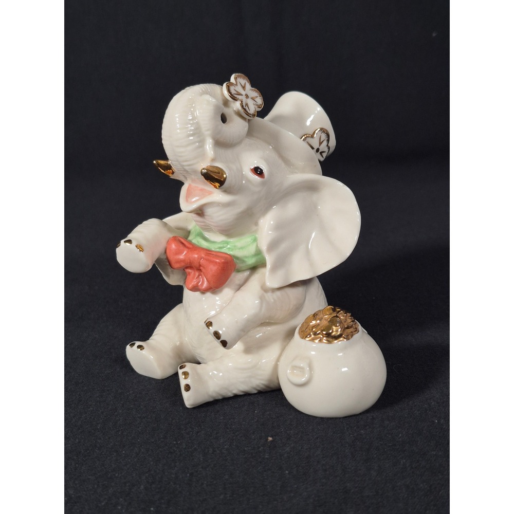 Lenox "The Lucky Little Elephant" Figurine Pot of Gold Shamrocks Hat